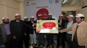 Officials of Bharti Airtel during an awareness programme on internet literacy at Jammu.
