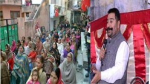 Dharamveer Singh Jamwal  addressing a public meeting in Jammu-West on Friday.