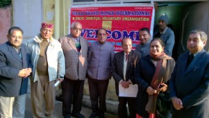 Members of Vichar Kranti Manch International during its 8th Foundation Day at Jammu.