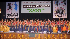 Students performing cultural activity at MV International School on 10th Annual Day Function.