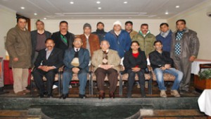 BR Sharma, president and other office bearers of J&K Mountaineering Association posing for a group photograph.