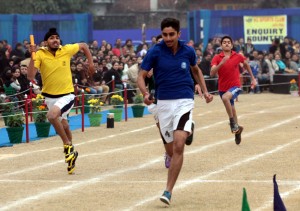 Athletes sweating-it-out during 17th Annual Sports Day at KC Public School on Sunday.  -Excelsior/Rakesh
