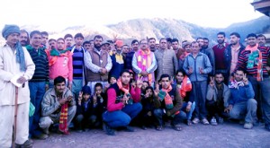 BJP candidate from Billawar Dr Nirmal Singh addressing public meeting on Saturday.