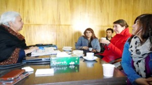 Members of ICRC delegation during a meeting with general secretary, IRCS, J&K, Roma Wani at Jammu.