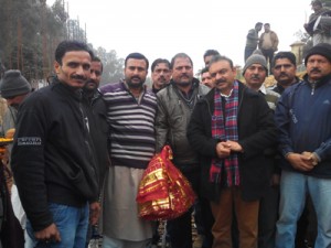 Dignitaries during laying of foundation stone for overhead tank.