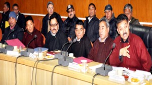 CEC, Rigzin Spalbar and others during LAHDC meeting at Leh on Thursday.