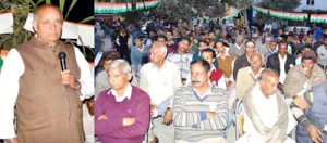 Cong candidate Balwan Singh addressing public meeting in Marh.