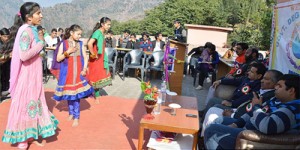 The students presenting  cultural programme during annual function on Saturday.