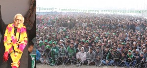 PDP patron Mufti Mohammad Sayeed addressing an election rally on Thursday.