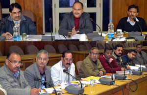ADDC, Ajay Singh Jamwal chairing DLRC/DCC meeting at Udhampur on Monday. 