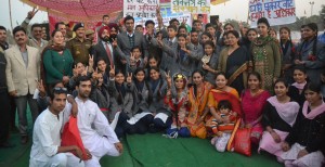 DEO Kathua, Dr Shahid Iqbal Choudhary alongwith officers, artists and students during cultural festival.