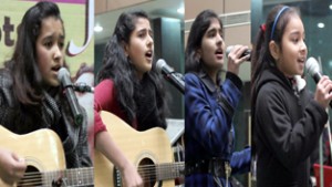 Budding artists displaying their talent during Pandit Uma Dutt Sangeet Mahotsav at Jammu on Sunday.-Excelsior/ Rakesh