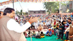 Minister for Housing, Raman Bhalla addressing election meeting at Jammu.