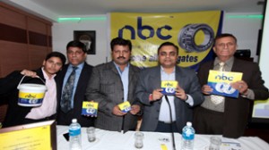 Officials of NEIL Jaipur and Malhotra Bearing House displaying products during seminar at Jammu on Tuesday. -Excelsior/Rakesh