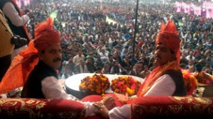 NPP leaders in party rally at Samba on Thursday.