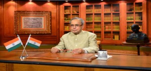 President Pranab Mukherjee addressing the Nation on the eve of the 66th Republic Day in New Delhi on Sunday.