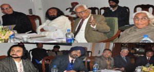 Governor N N Vohra presiding over the meeting of SASB in Jammu on Sunday.