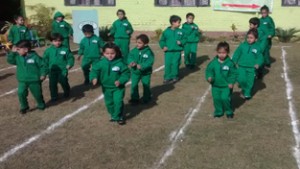 Tiny Tots  of Peepal Tree School, Jammu, participating in a sporting event during Annual Sports Day on Saturday.