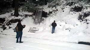 Fresh snowfall at Patnitop tourist resort on Thursday. -Excelsior/Vasu Gupta