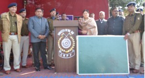 Dignitaries presenting various items to school during Civic Action Programme in Jammu. 