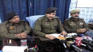 SSP Udhampur addressing a press conference on Saturday. -Excelsior/Vasu Gupta