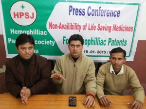 Members of HPSJ addressing a press conference at Jammu on Monday. 