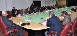 Governor N N Vohra chairing Administrative Secretaries meeting at Civil Secretariat on Saturday.