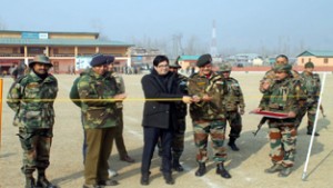Deputy Commissioner Dr Shah Faisal inaugurating Bandipora Premier League at Srinagar on Sunday.
