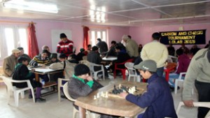 Players in action during Chess and Carrom Championship. —Excelsior/ Aabid Nabi