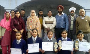 Winners of debate competition posing for a group photograph in Samba on Tuesday.