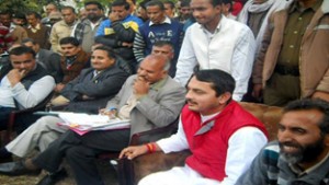 MLA Ramnagar, R S Pathania, chairing first meeting of district, tehsil and block level officers on Tuesday.