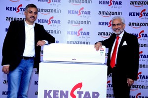 Samir Kumar Director Category Management, Amazon India and Rahul Sethi, President Kenstar unveiling new Kenstar AC range.