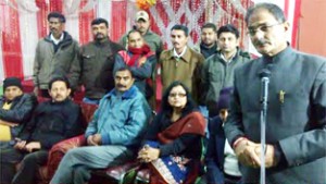 MLA Gandhi Nagar, Kavinder Gupta at a public meeting on Thursday.