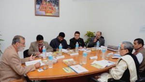 SS Bloeria chairing meeting of Governing Council of SMVD Gurukul on Thursday.