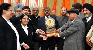 Chief Justice, M M Kumar being given warm farewell in a function organised by Bar Association on Saturday.