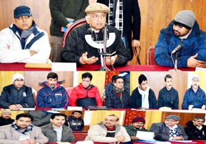 Secretary MSME Madhav Lal chairing a meeting of officers on Thursday.