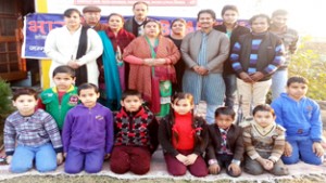 Participants of musical play ‘Safe Water Safe Life’ posing for group photograph.