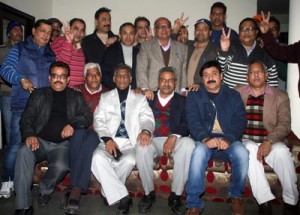 Newly elected office bearers of Association of Industries Gangyal, Jammu along with members.