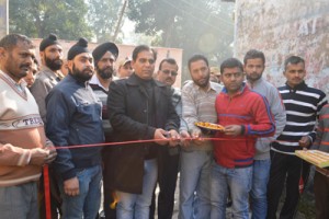 MLA Dr Gagan Bhagat inaugurating development work at Ward No. 2, RS Pura on Monday.