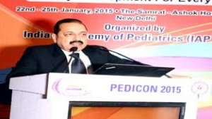 Union Minister and nationally renowned Diabetologist Dr Jitendra Singh delivering valedictory address at the 52nd Annual National Conference of Indian Academy of Pediatrics (PEDICON 2015), at New Delhi on Sunday.
