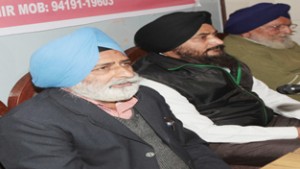 Gurcharan Singh interacting with media persons at Jammu on Friday. -Excelsior/ Rakesh