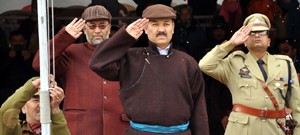 CEC, LADHC Rigzin Spalbar taking salute at Leh.