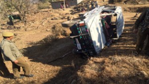 Tata Sumo which met with accident near Mendhar on Thursday.