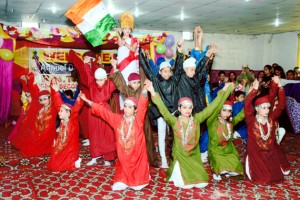 Students of RN Tagore HSS presenting cultural item while celebrating 42nd Annual Day. 