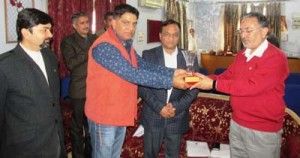 MD SIDCO KH Rizvi being felicitated by BBIA members in Jammu on Saturday.