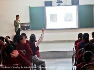 Excelsior Correspondent JAMMU, Feb 14: KC Public School organized an Awareness Programme about Animal Rights to make students understand the urgency about the need for international cooperation in order to address matters of animal welfare which is a grave global concern.   The programme was organized  as part of  the ISA projects under the British Council.  The special invitee was an eminent resource person, Malvika Kalra , a pioneer at rehai.freedom foranimals supported by the Federation of Indian Animal Protection Organization. (FIAPO).  Through a powerful PowerPoint presentation, she showed heart rending slides of animals suffering at the hands of human beings and how atrocities towards animals have become worldwide phenomena.  She said in every country, animals are being abused, exploited, abandoned, neglected and ignored.  She also gave information about the 'Five Freedoms' that are internationally recognized as being fundamental to animal welfare which are: freedom from hunger and thirst; freedom from discomfort; freedom from pain, injury and disease; freedom from fear; and freedom to express normal behaviour.