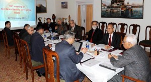Governor N N Vohra chairing the meeting of SMVDSB on Tuesday.