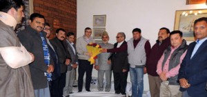 NC working president Omar Abdullah after being elected as NCLP leader in Jammu on Friday.