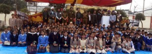 Winners of painting competition  along with senior district police officers on Monday.