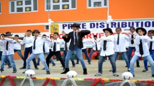 Students presenting beautiful dance item during Annual Prize Distribution Function at Rich Harvest School at Bari Brahmana.